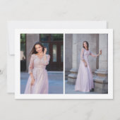 Elegante drie foto quinceanera dank u kaart (Achterkant)