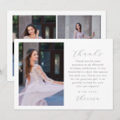 Elegante drie foto quinceanera dank u kaart (Voorkant / Achterkant)