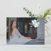 Elegante drie foto Quinceanera Floral dank u Kaart (Staand voorkant)