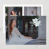 Elegante drie foto Quinceanera Floral dank u Kaart (Voorkant / Achterkant)