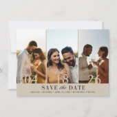 Elegante Drie Fotocollage Trouwen Save the Date (Voorkant)