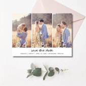 Elegante Drie Fotocollage Trouwen Save the Date