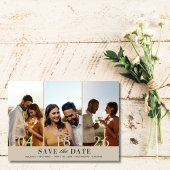 Elegante Drie Fotocollage Trouwen Save the Date