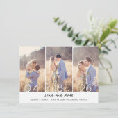 Elegante Drie Fotocollage Trouwen Save the Date (Staand voorkant)