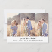 Elegante Drie Fotocollage Trouwen Save the Date (Voorkant)
