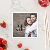 Elegante drie Initialen foto bruiloft papier serve Servet (Insitu)
