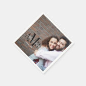 Elegante drie Initialen foto bruiloft papier serve Servet (Hoek)