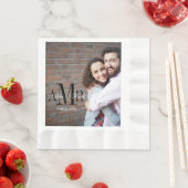 Elegante drie Initialen foto bruiloft papier serve Servetten (Insitu)