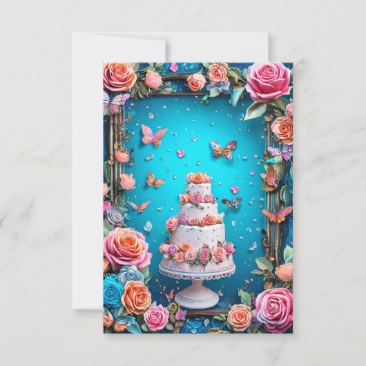 Elegante Drie-laags Trouwtaart Bloemendesign 🎂🌸 Kaart (Voorkant)