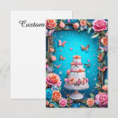 Elegante Drie-laags Trouwtaart Bloemendesign 🎂🌸 Kaart (Voorkant / Achterkant)