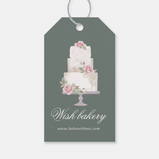 Elegante drie-tier cake Monogram Bakkerij Cadeaulabel (Voorkant)