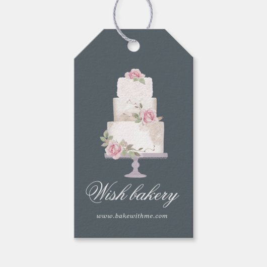 Elegante drie-tier cake Monogram Bakkerij Cadeaulabel (Voorkant)