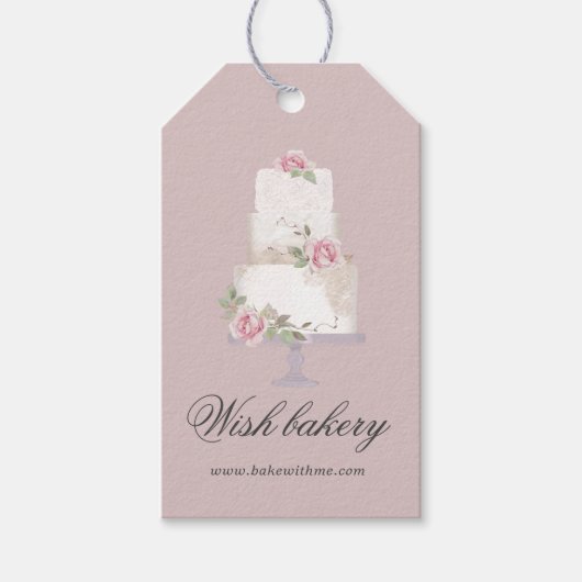 Elegante drie-tier cake Monogram Bakkerij Cadeaulabel (Voorkant)