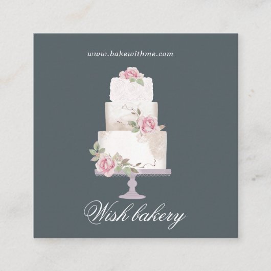 Elegante drie tier taart bakkerij plein vierkante visitekaartje (Voorkant)