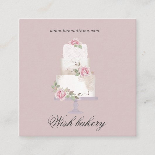 Elegante drie-tier taart bakkerij vierkante visitekaartje (Voorkant)