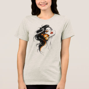 Elegante Drie Vlinder Abstracte Kunst Tri-Blend Shirt