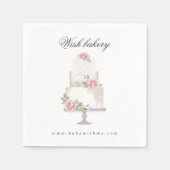 elegante drielaagse trouwtaart bakkerij monogram servet (Voorkant)