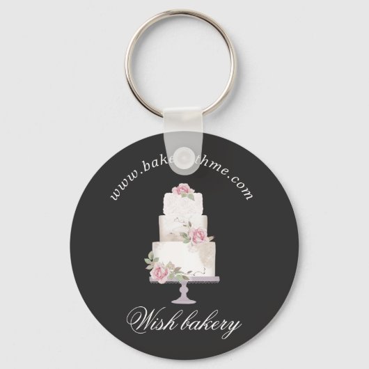 elegante drielagige bakkerijmonogram sleutelhanger (Voorkant)