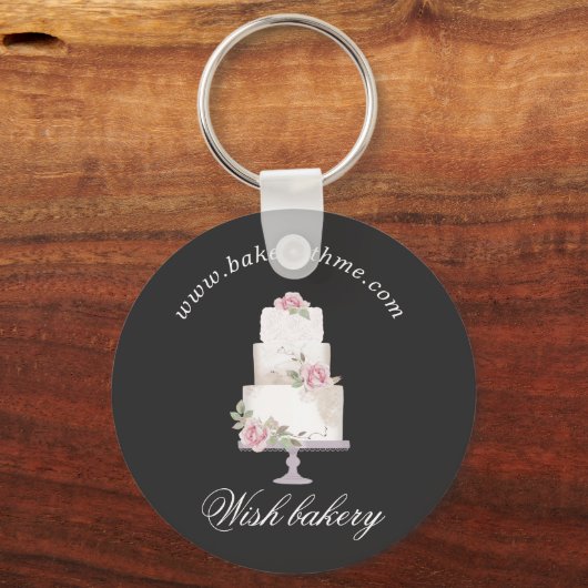 elegante drielagige bakkerijmonogram sleutelhanger (Voorkant)