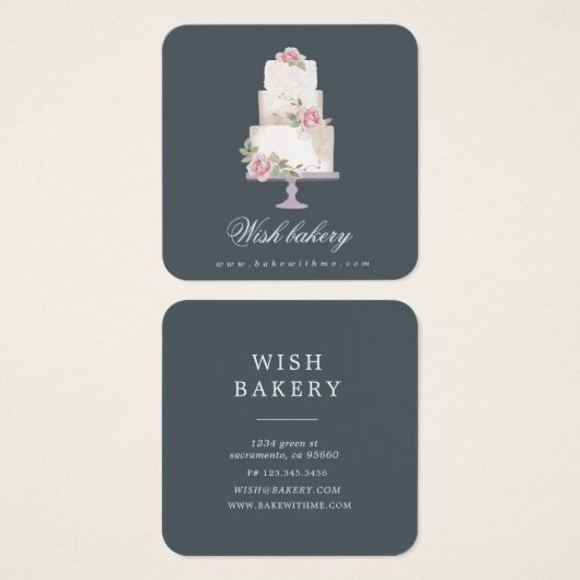 elegante drielagige bakkerijprofielkaart vierkante visitekaartjes (Voorkant /achterkant)