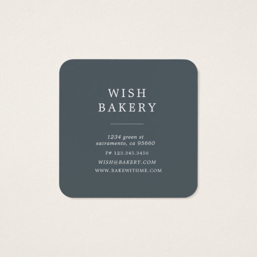 elegante drielagige bakkerijprofielkaart vierkante visitekaartjes (Achterkant)