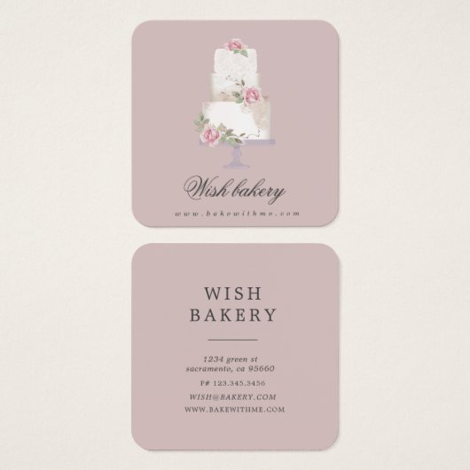 elegante drielagige bakkerijprofielkaart vierkante visitekaartjes (Voorkant /achterkant)