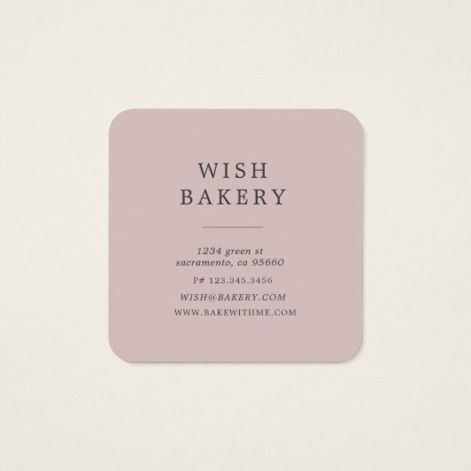 elegante drielagige bakkerijprofielkaart vierkante visitekaartjes (Achterkant)