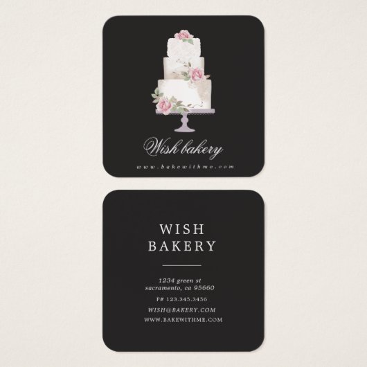 elegante drielagige bakkerijprofielkaart vierkante visitekaartjes (Voorkant /achterkant)