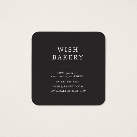 elegante drielagige bakkerijprofielkaart vierkante visitekaartjes (Achterkant)