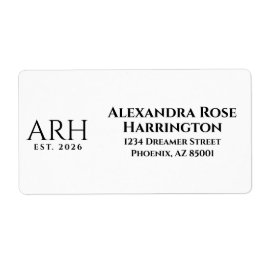Elegante drieletterige monogramverzendlabel etiket