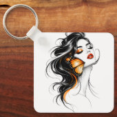 Elegante Drieslag Vlinder Abstracte Kunst-Sleutelh Sleutelhanger (Voorkant)