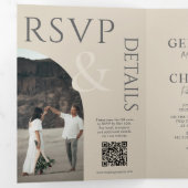 Elegante drievoudige huwelijksuitnodiging met foto drieluik programma (Binnenzijde eerst)
