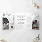 Elegante drievoudige huwelijksuitnodiging met foto drieluik programma (Binnen)