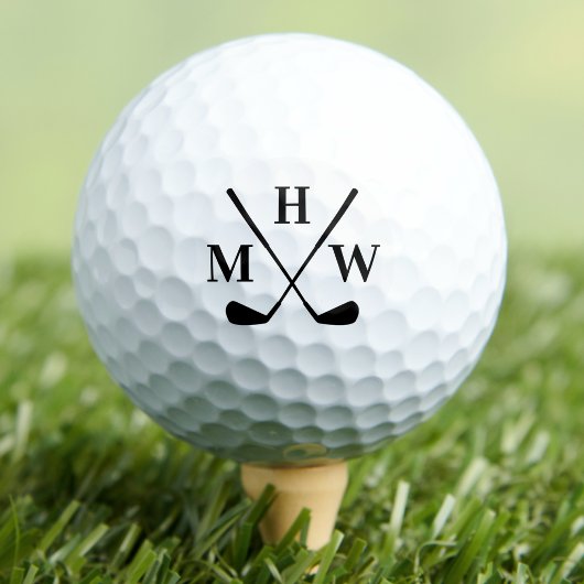 Elegante drievoudige initiële monogram golfballen
