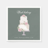 elegante drievoudige trouwtaart bakkerij monogram servet (Voorkant)