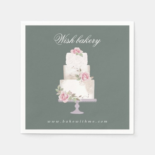 elegante drievoudige trouwtaart bakkerij monogram servet (Voorkant)