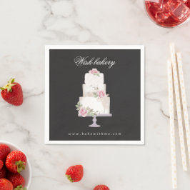 elegante drievoudige trouwtaart bakkerij monogram servet