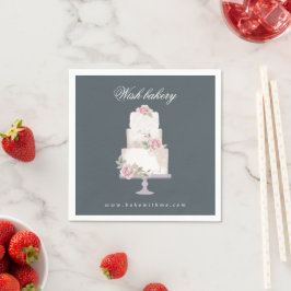 elegante drievoudige trouwtaart bakkerij monogram servet