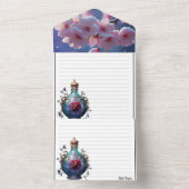 Elegante drievoudige trouwuitnodiging - Roze kers All In One Uitnodiging (Binnen)