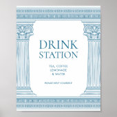 Elegante drink station tafel feest teken in blauw poster (Voorkant)