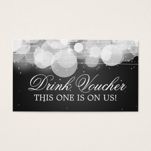 Elegante Drink Voucher Glow & Sparkle Black Visitekaartjes (Voorkant)