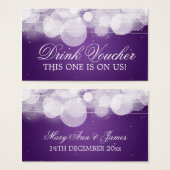 Elegante Drink Voucher Glow & Sparkle Paarse Visitekaartje (Voorkant /achterkant)