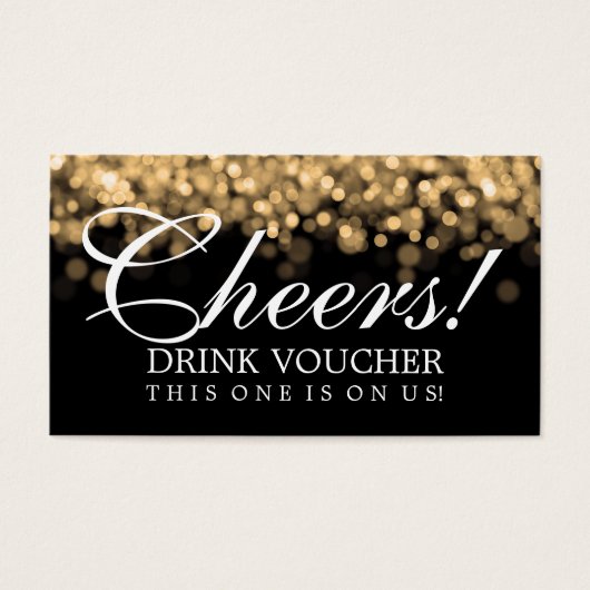 Elegante Drink Voucher Gold Lights Visitekaartje (Voorkant)
