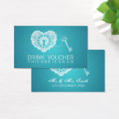 Elegante Drink Voucher Key Naar Mijn Hart Turquois Visitekaartjes (Bureau)