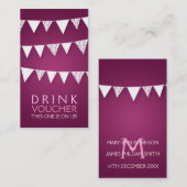 Elegante Drink Voucher Love Bunting Monogram Roze Kortingskaartje