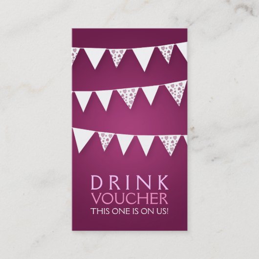 Elegante Drink Voucher Love Bunting Monogram Roze Kortingskaartje