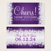 Elegante Drink Voucher Magic Sparkle Paarse Visitekaartje (Voorkant /achterkant)