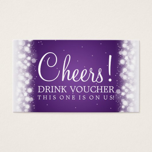 Elegante Drink Voucher Magic Sparkle Paarse Visitekaartje (Voorkant)