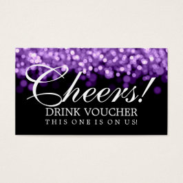Elegante Drink Voucher Paarse Lichten Visitekaartjes
