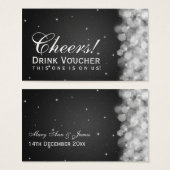 Elegante Drink Voucher Party Sparkle Black Visitekaartje (Voorkant /achterkant)